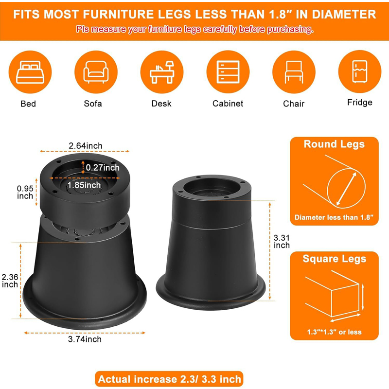 4個セット 頑丈な家具ライザー 丸型ゴム製ソファライザー 最 - Furniture Hardware Feet のレビューと価格