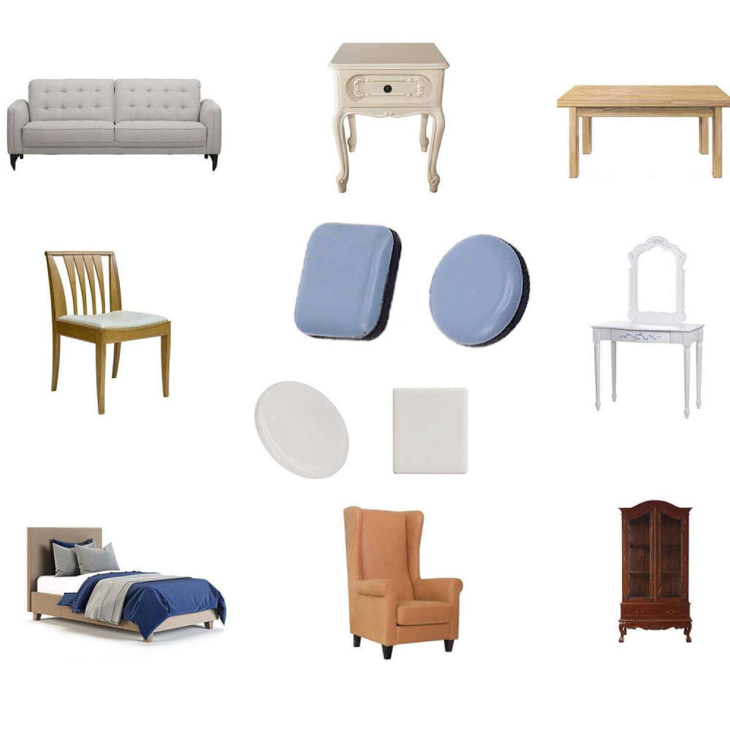 24/16/8/4個入り 自己粘着式家具スライダーパッド、厚 - Furniture Hardware Feet のレビューと価格